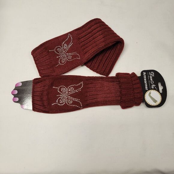 RED Arm Warmers with Butterfly Motif One Size - Picture 2 of 5